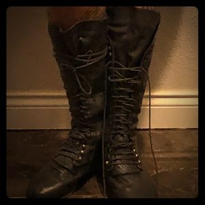 Boots leather grey lace up